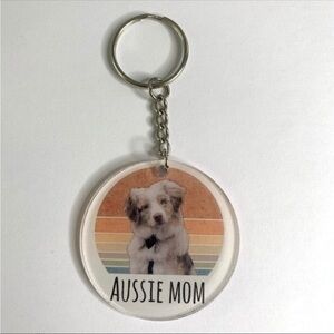 Aussie dog mom keychain purse charm new